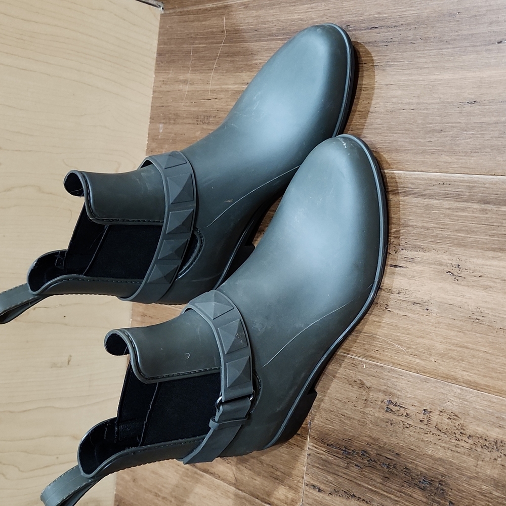 Green rain boots